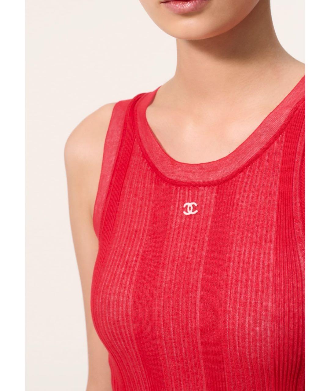 CHANEL Красная хлопковая майка, фото 3