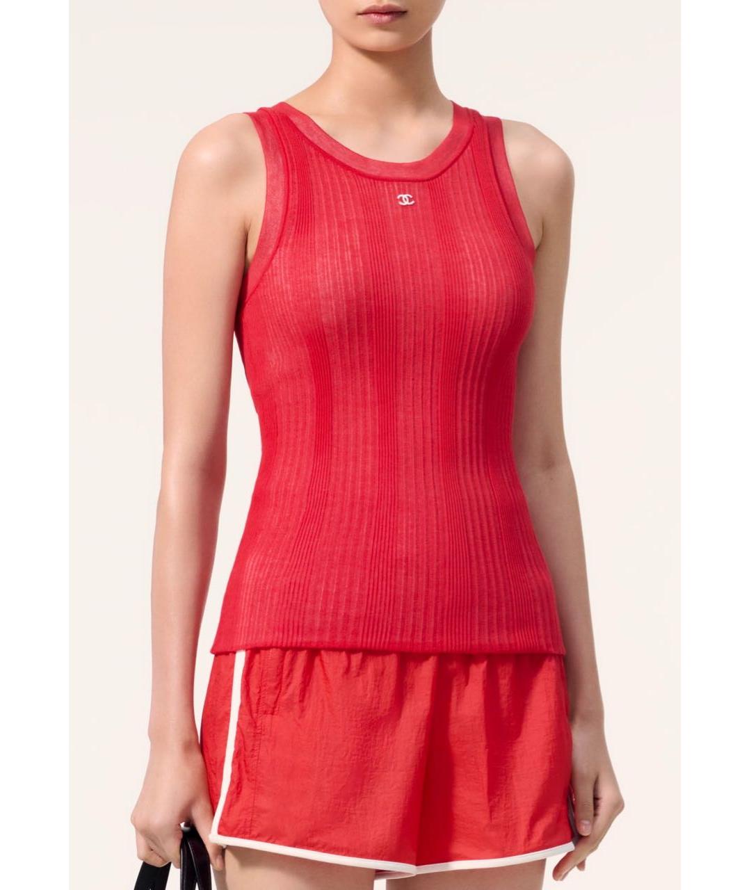 CHANEL Красная хлопковая майка, фото 4