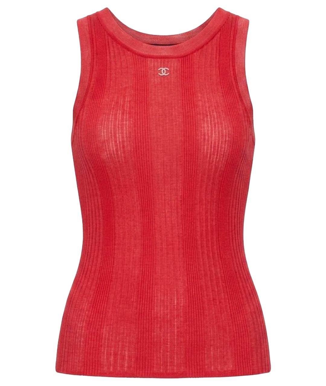 CHANEL Красная хлопковая майка, фото 1