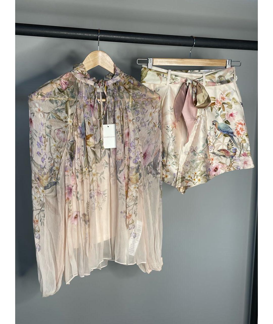 ZIMMERMANN Розовый шелковый костюм с брюками, фото 8