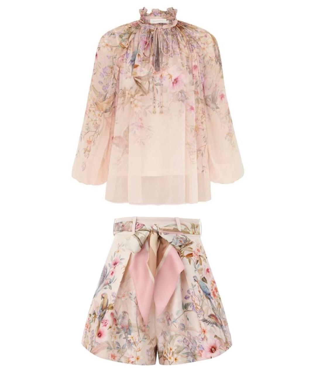 ZIMMERMANN Розовый шелковый костюм с брюками, фото 1