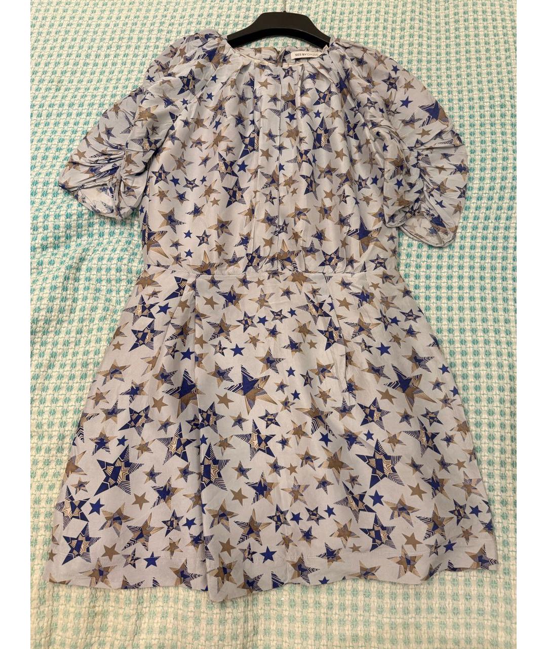 SEE BY CHLOE Голубое шелковое повседневное платье, фото 9