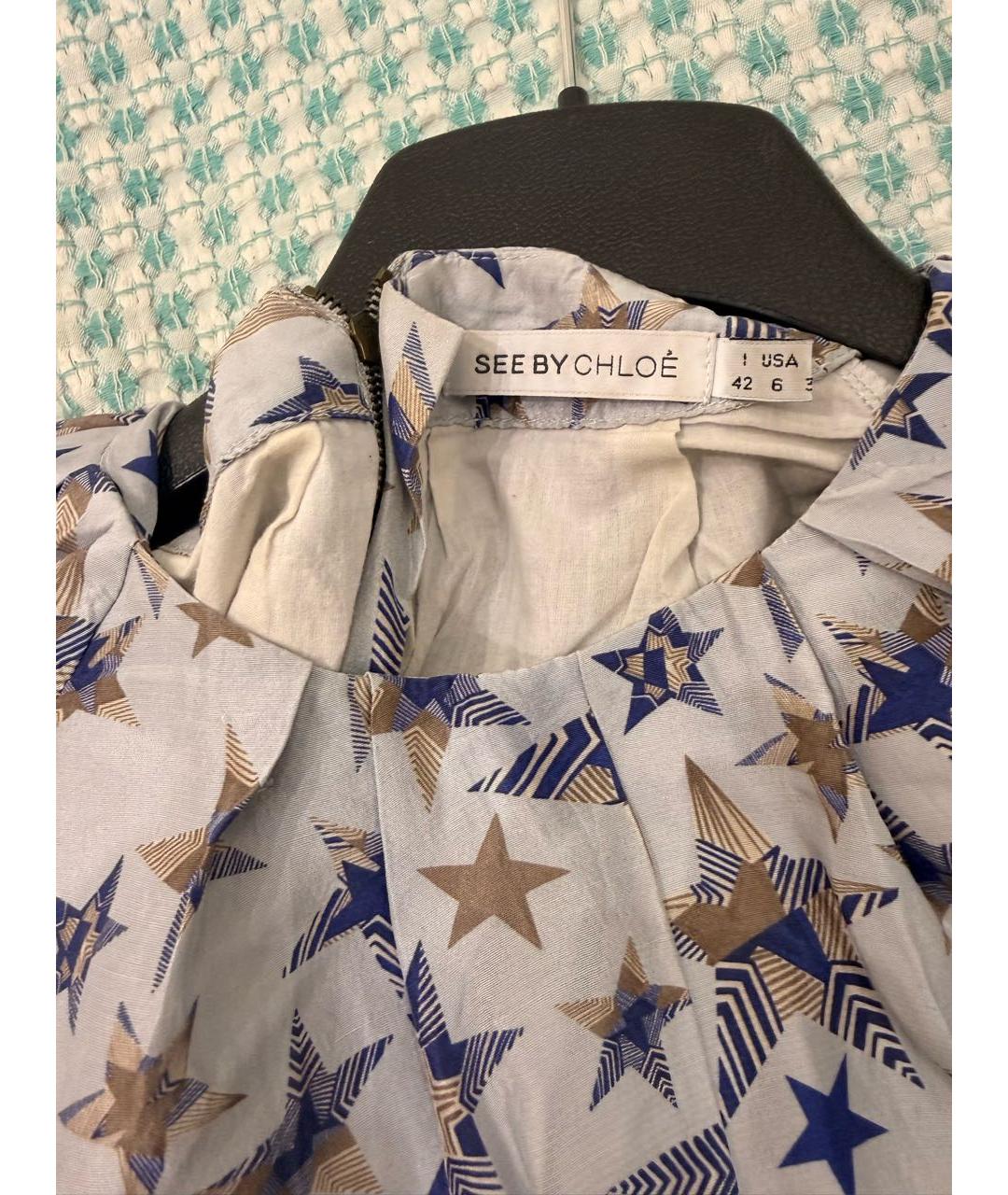 SEE BY CHLOE Голубое шелковое повседневное платье, фото 4