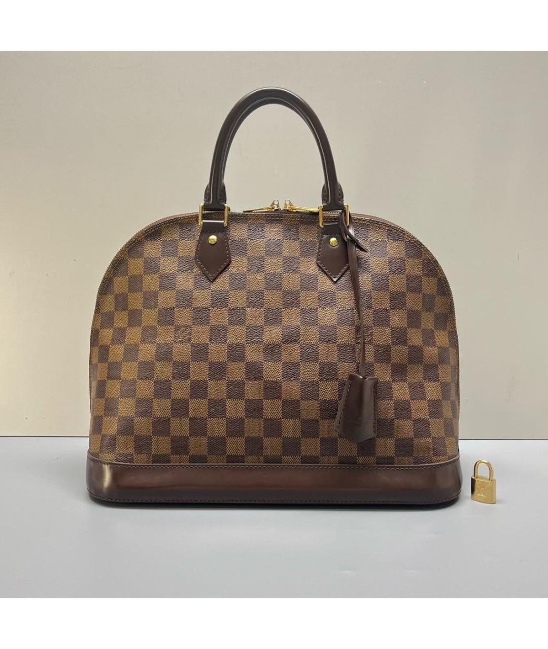 LOUIS VUITTON Коричневая кожаная сумка с короткими ручками, фото 2