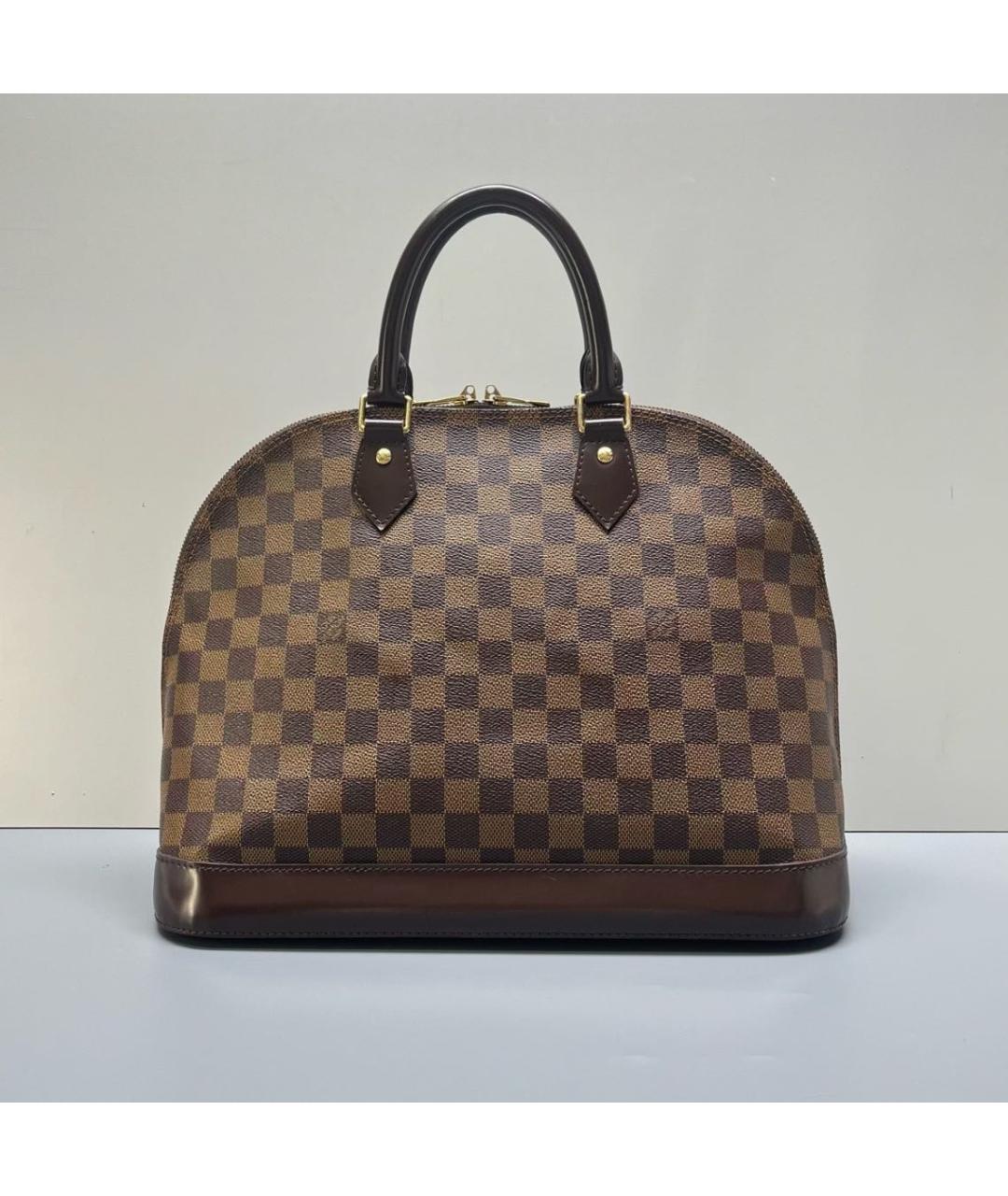 LOUIS VUITTON Коричневая кожаная сумка с короткими ручками, фото 3