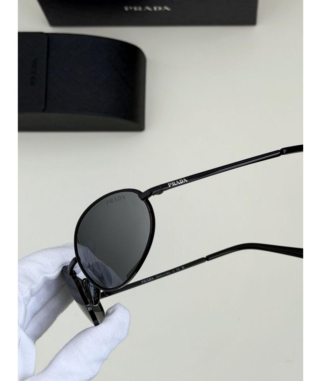 PRADA Черные металлические солнцезащитные очки, фото 6