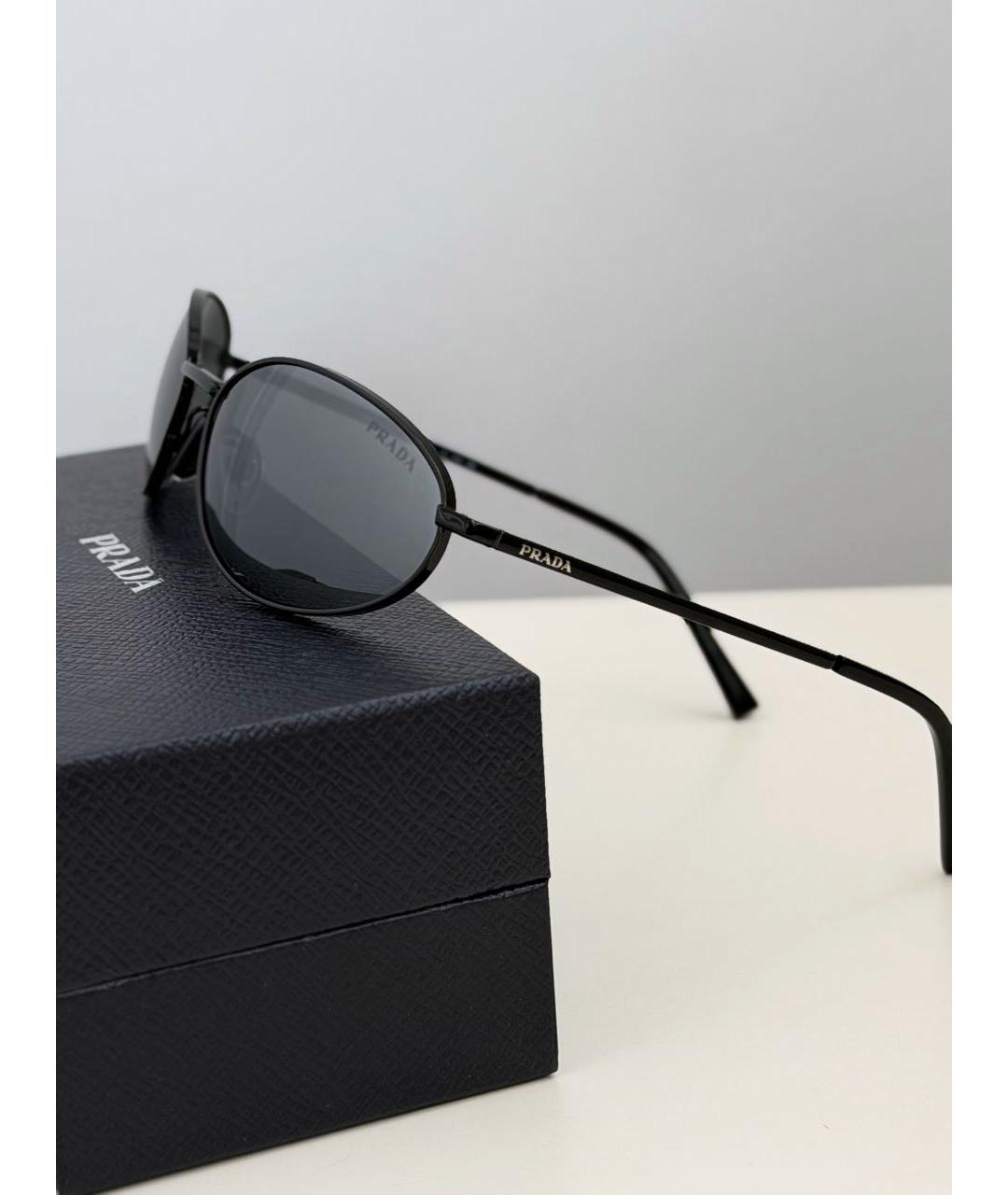 PRADA Черные металлические солнцезащитные очки, фото 4