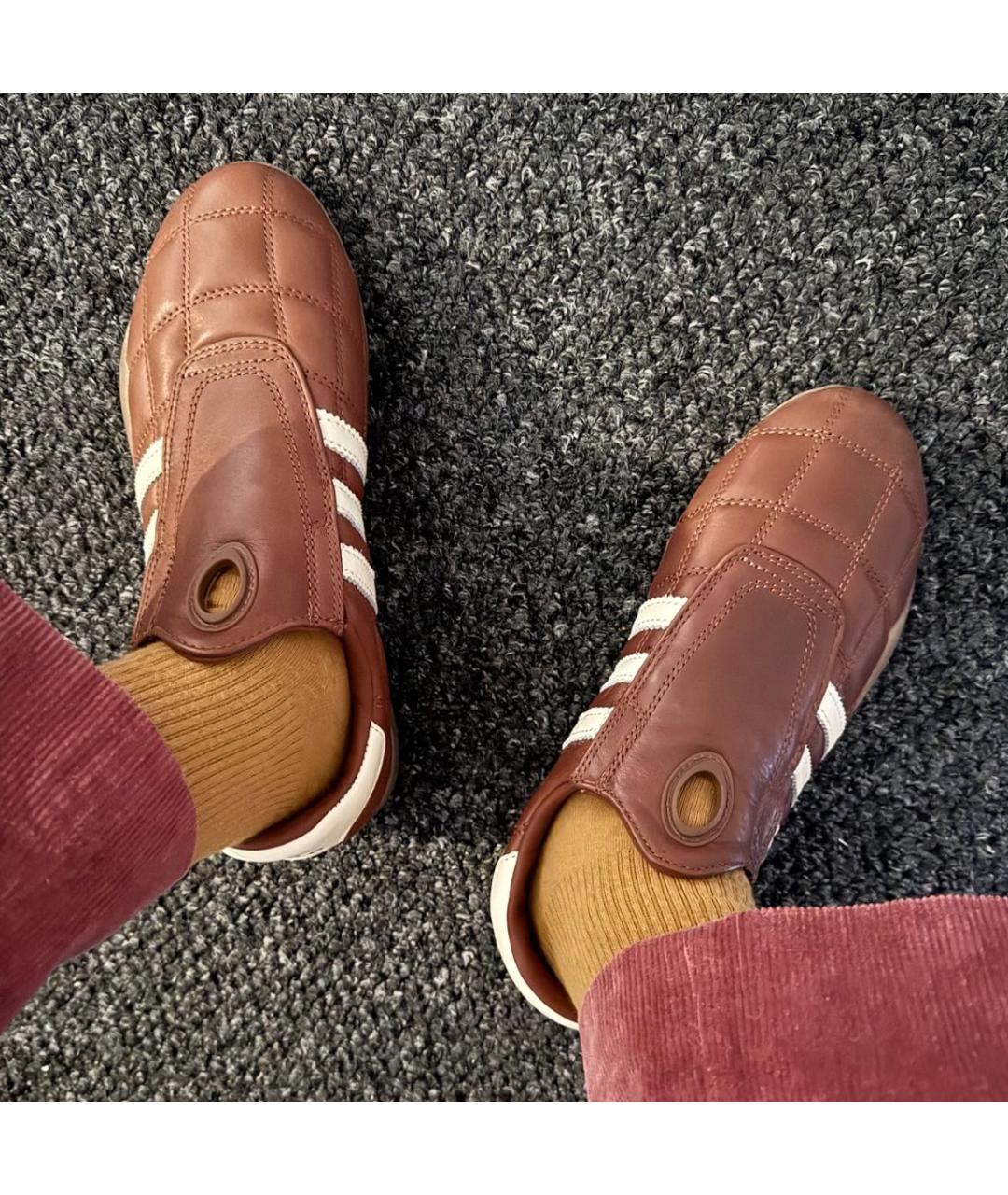 ADIDAS Коричневые кожаные низкие кроссовки / кеды, фото 3