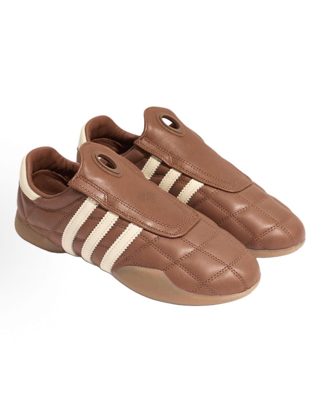 ADIDAS Коричневые кожаные низкие кроссовки / кеды, фото 4