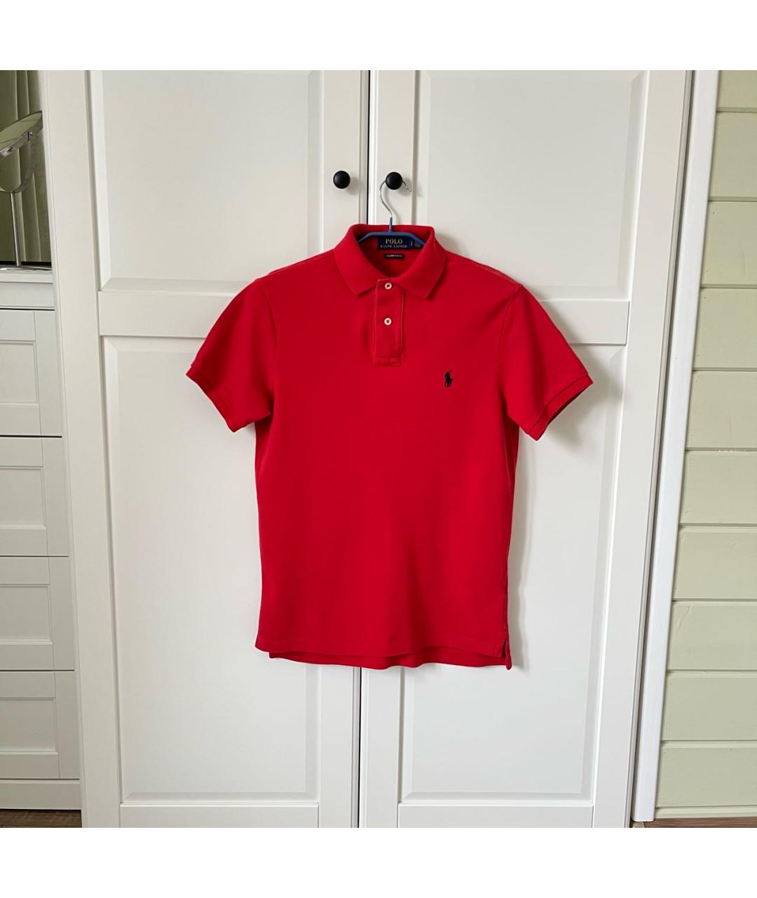 POLO RALPH LAUREN Бордовое хлопко-эластановое поло с коротким рукавом, фото 9