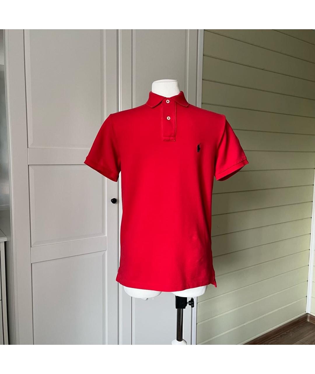 POLO RALPH LAUREN Бордовое хлопко-эластановое поло с коротким рукавом, фото 2