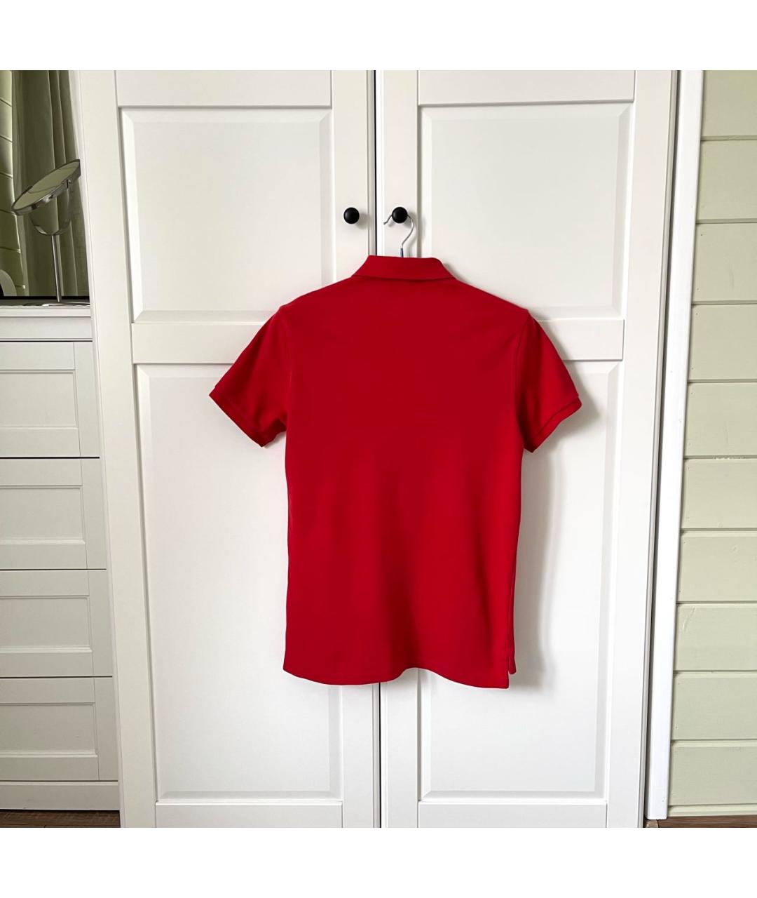 POLO RALPH LAUREN Бордовое хлопко-эластановое поло с коротким рукавом, фото 7