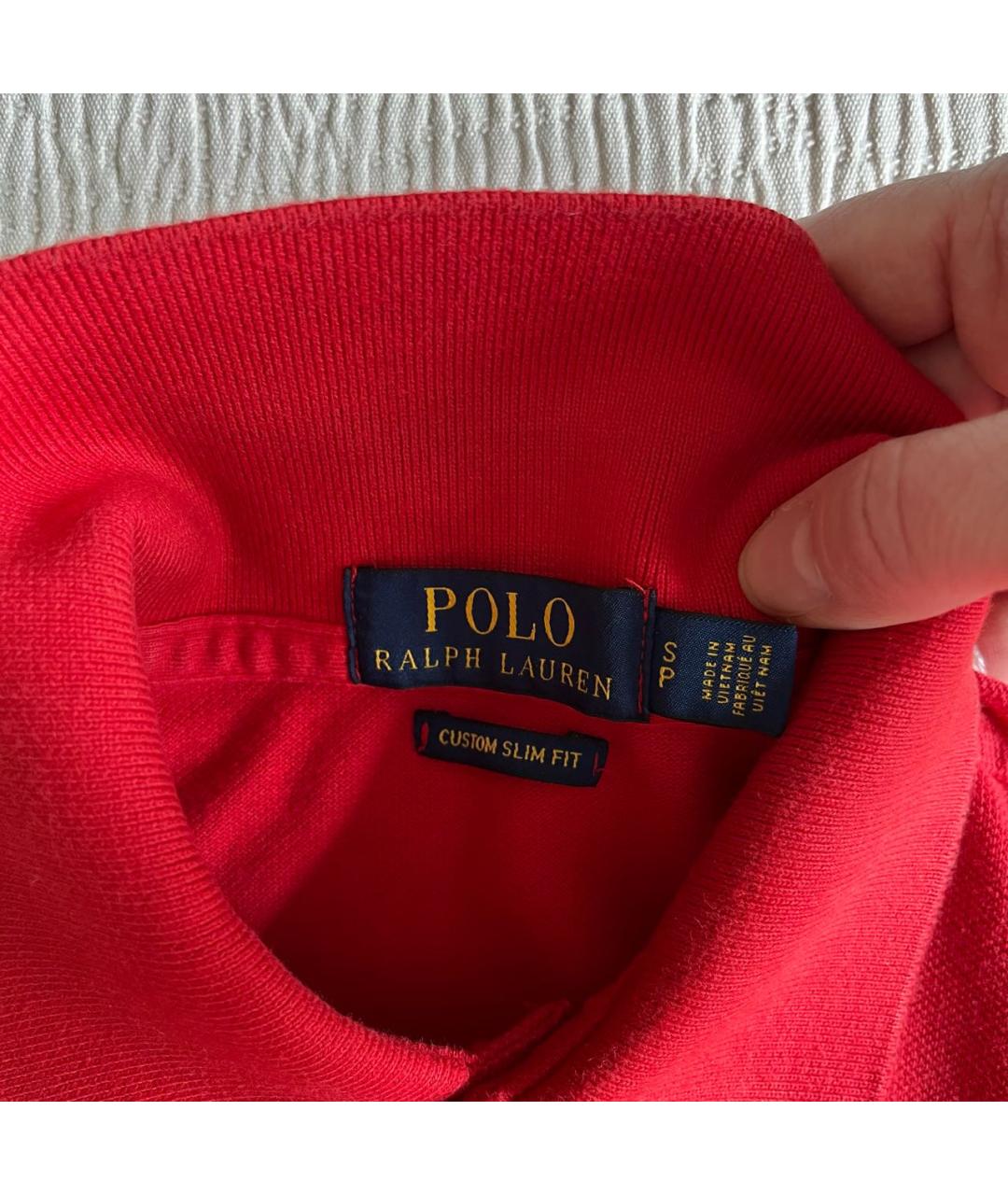 POLO RALPH LAUREN Бордовое хлопко-эластановое поло с коротким рукавом, фото 6