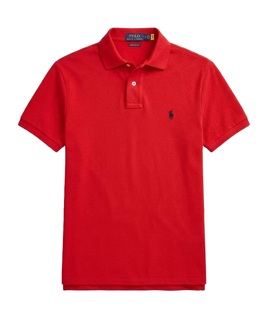 POLO RALPH LAUREN Бордовое хлопко-эластановое поло с коротким рукавом, фото 1