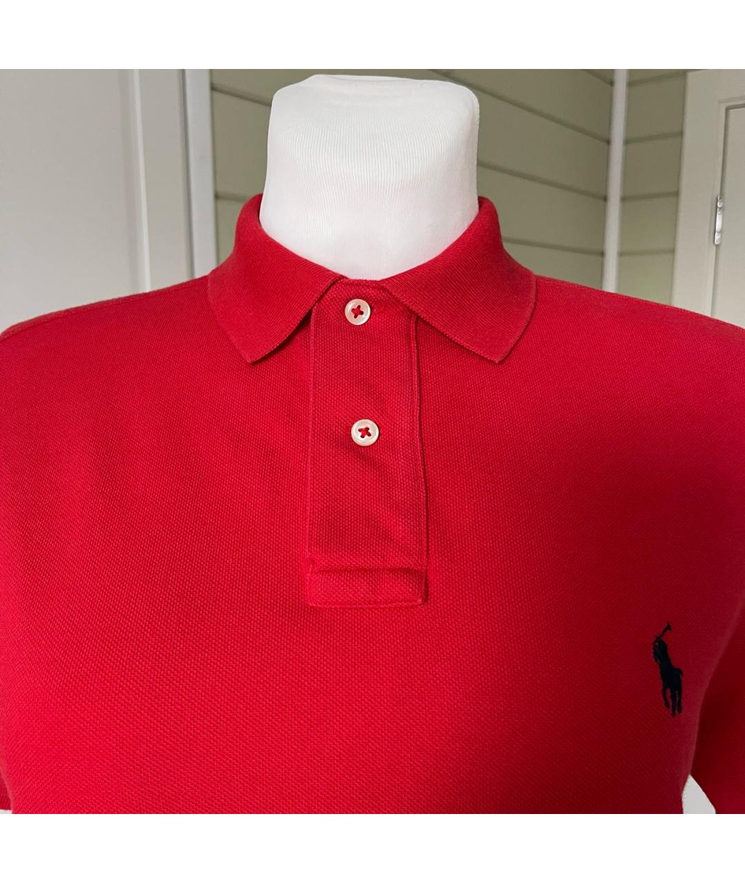 POLO RALPH LAUREN Бордовое хлопко-эластановое поло с коротким рукавом, фото 3