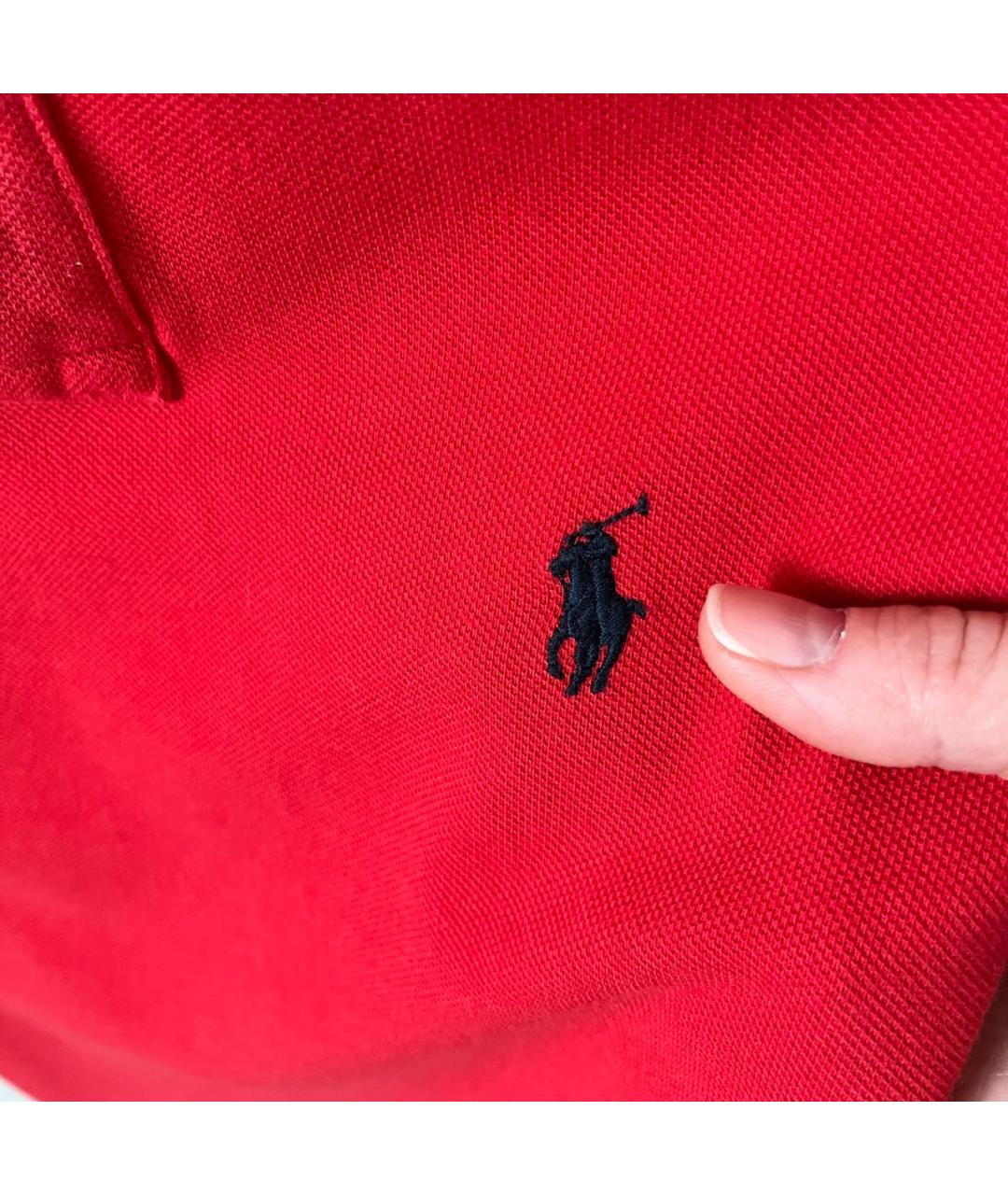 POLO RALPH LAUREN Бордовое хлопко-эластановое поло с коротким рукавом, фото 5