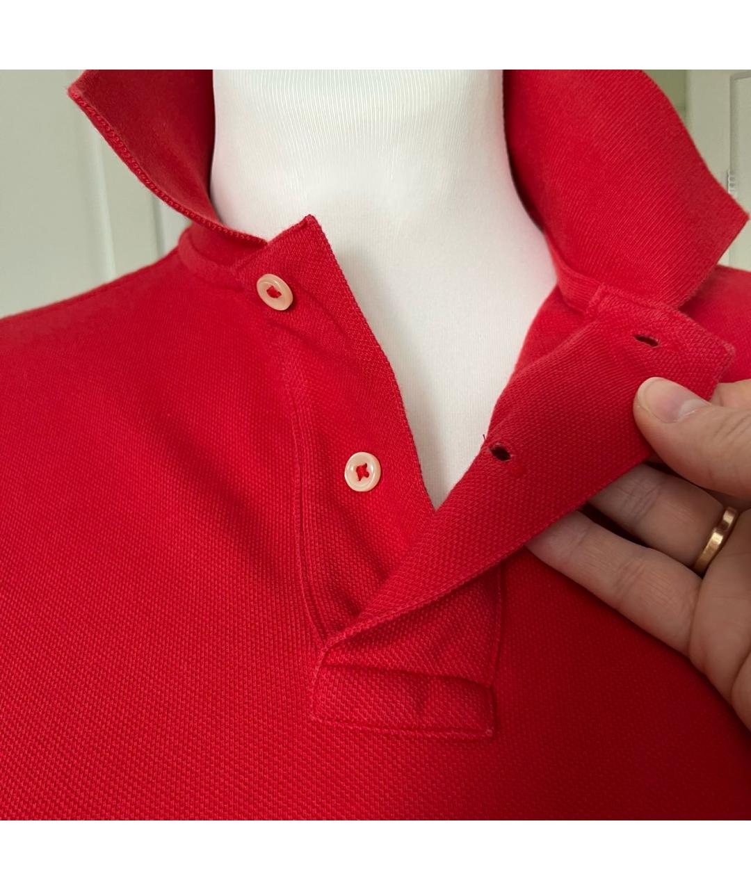 POLO RALPH LAUREN Бордовое хлопко-эластановое поло с коротким рукавом, фото 4