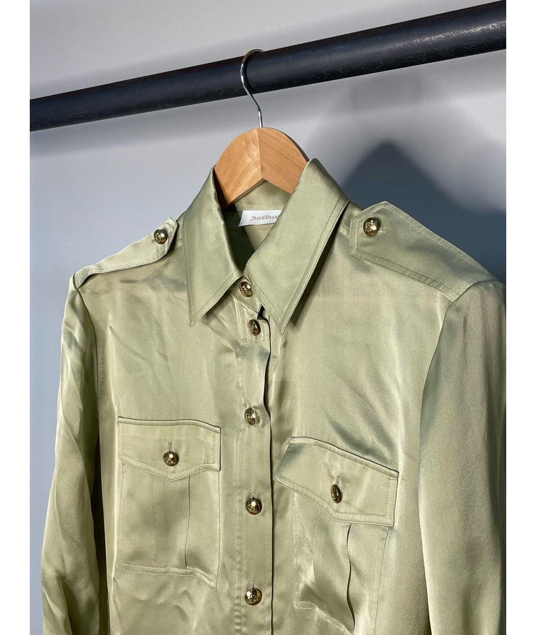 ZIMMERMANN Хаки шелковая рубашка, фото 6