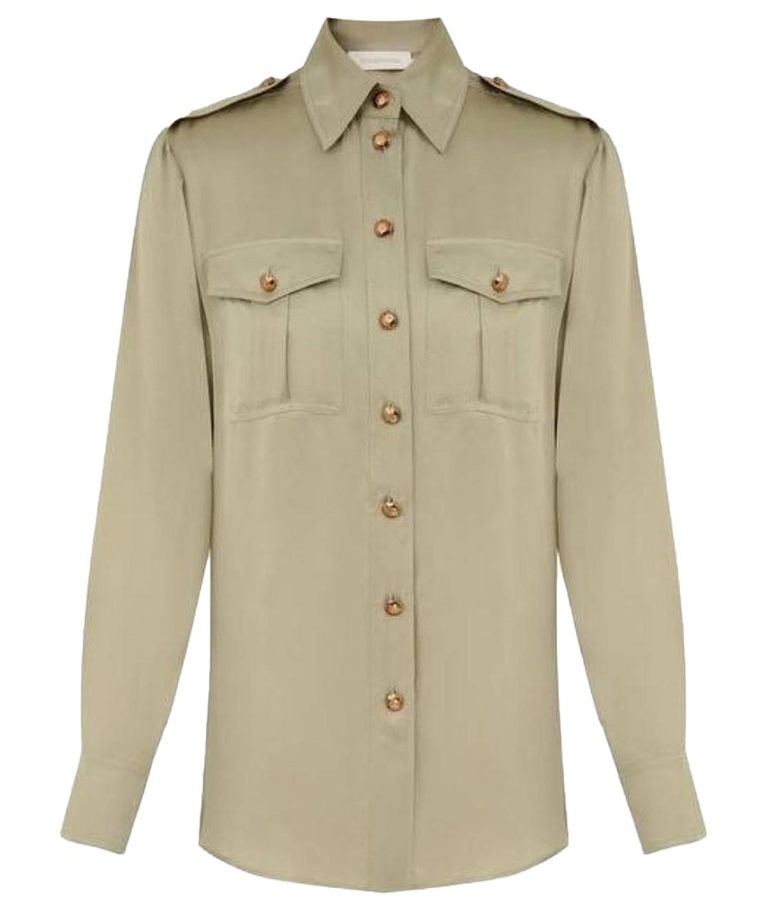 ZIMMERMANN Хаки шелковая рубашка, фото 1