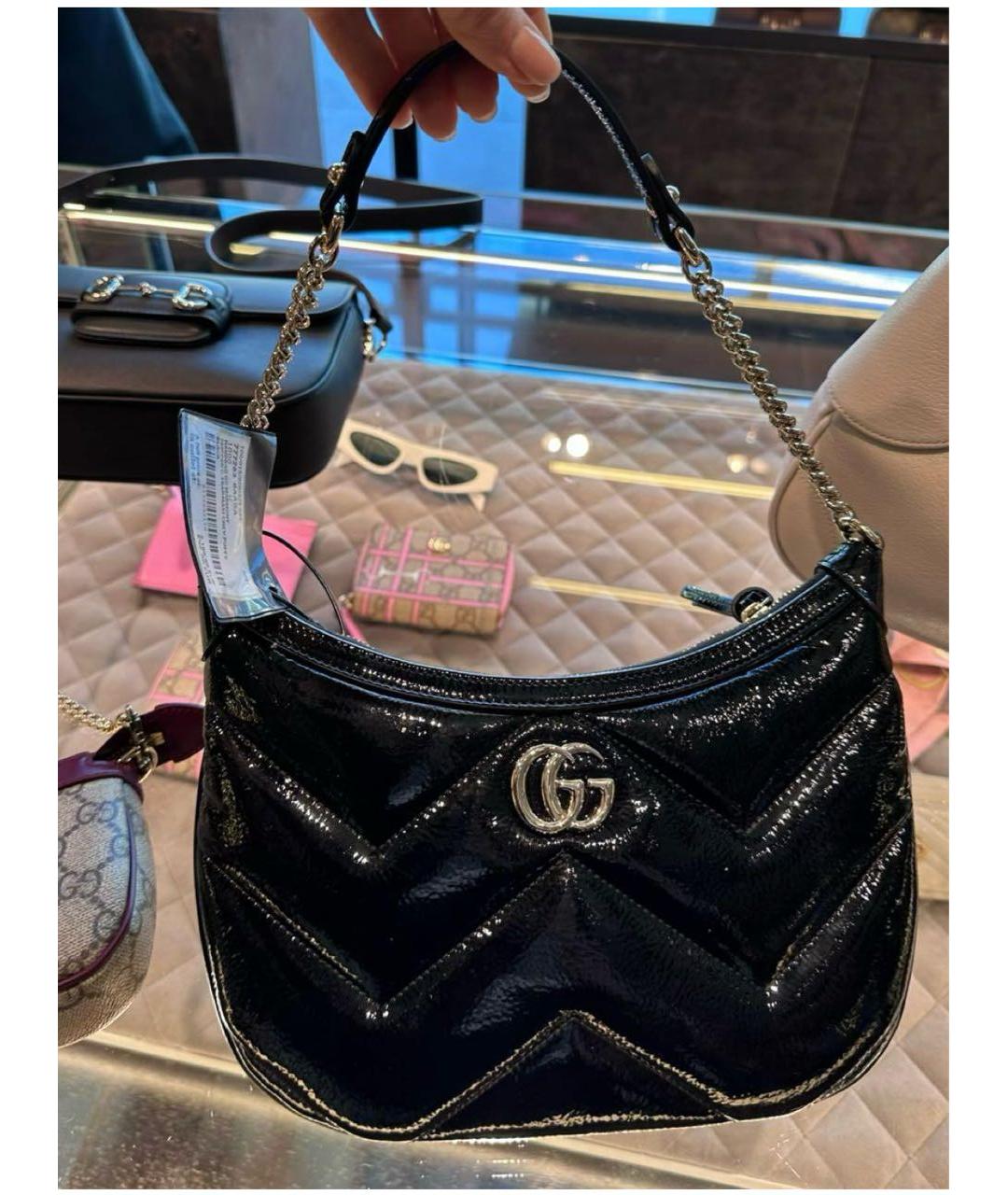 GUCCI Черная кожаная сумка через плечо, фото 5