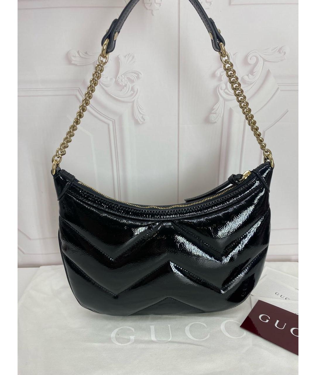 GUCCI Черная кожаная сумка через плечо, фото 6