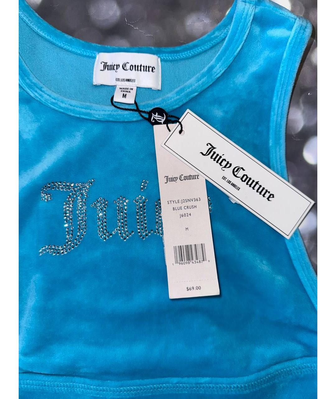 JUICY COUTURE Голубая полиэстеровая майка, фото 3