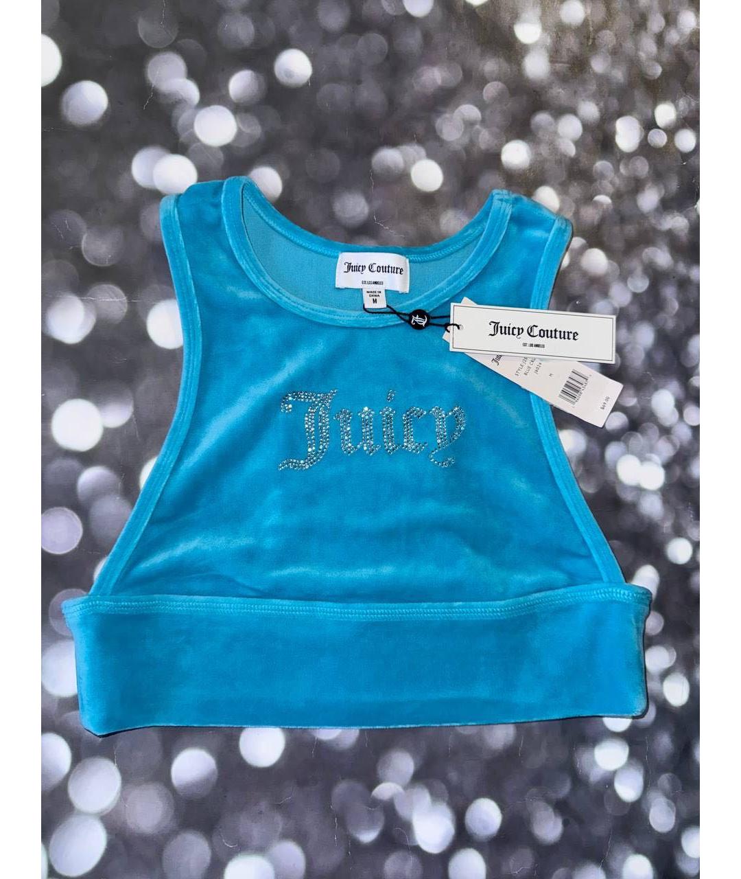 JUICY COUTURE Голубая полиэстеровая майка, фото 9