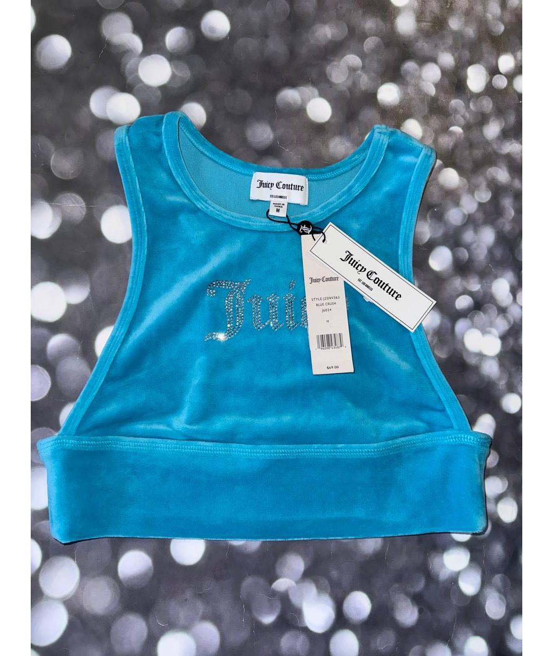 JUICY COUTURE Голубая полиэстеровая майка, фото 2