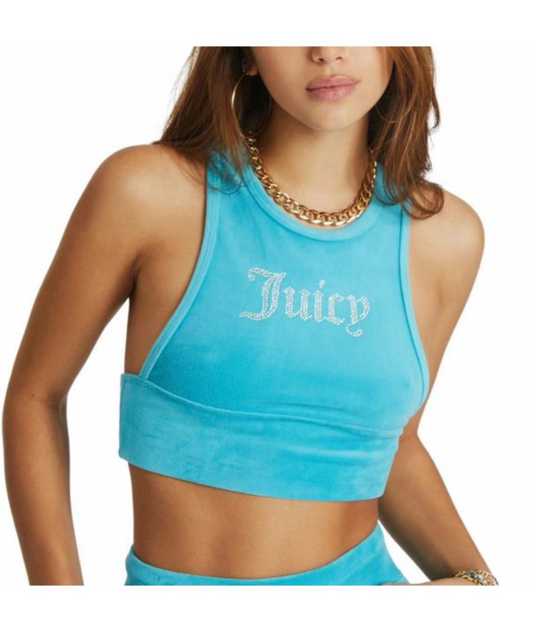 JUICY COUTURE Голубая полиэстеровая майка, фото 5