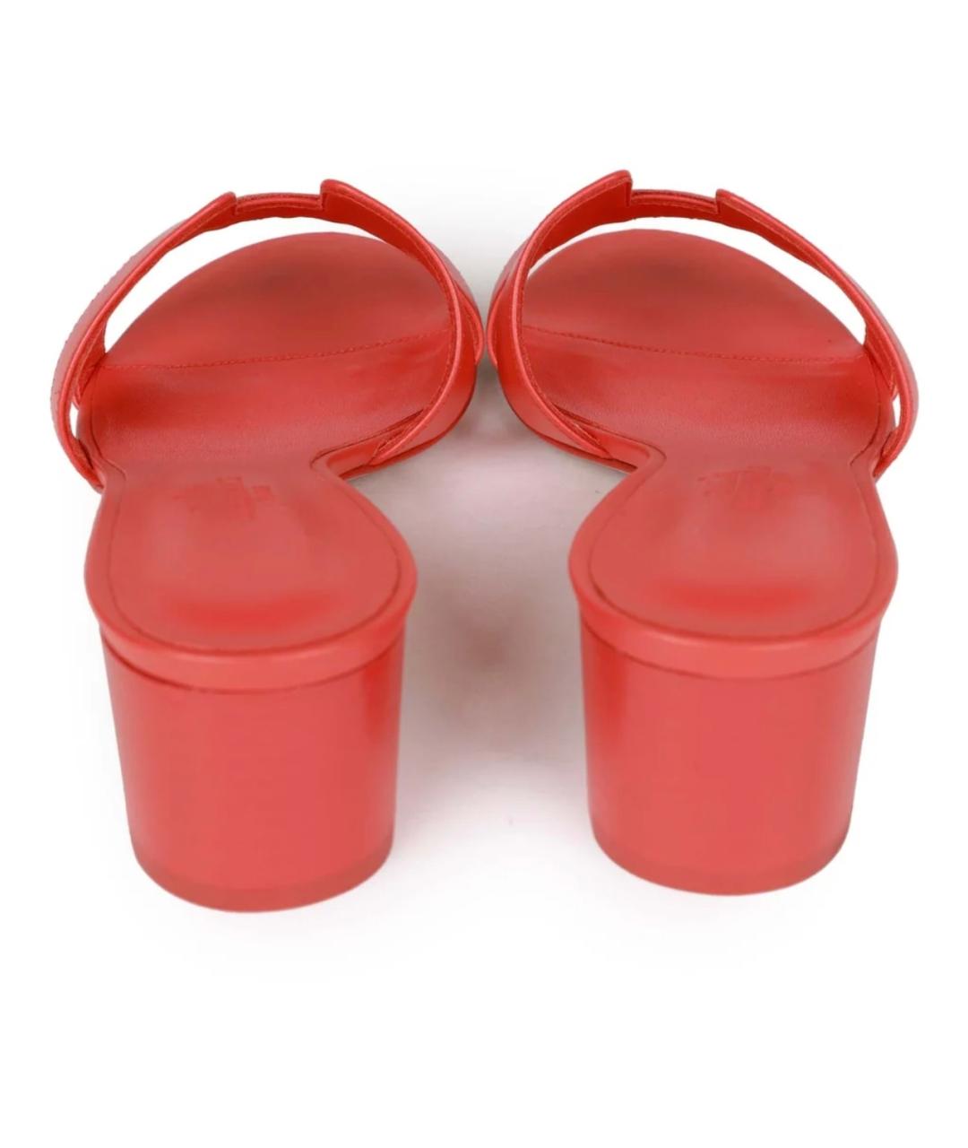 HERMES Коралловые кожаные мюли, фото 4