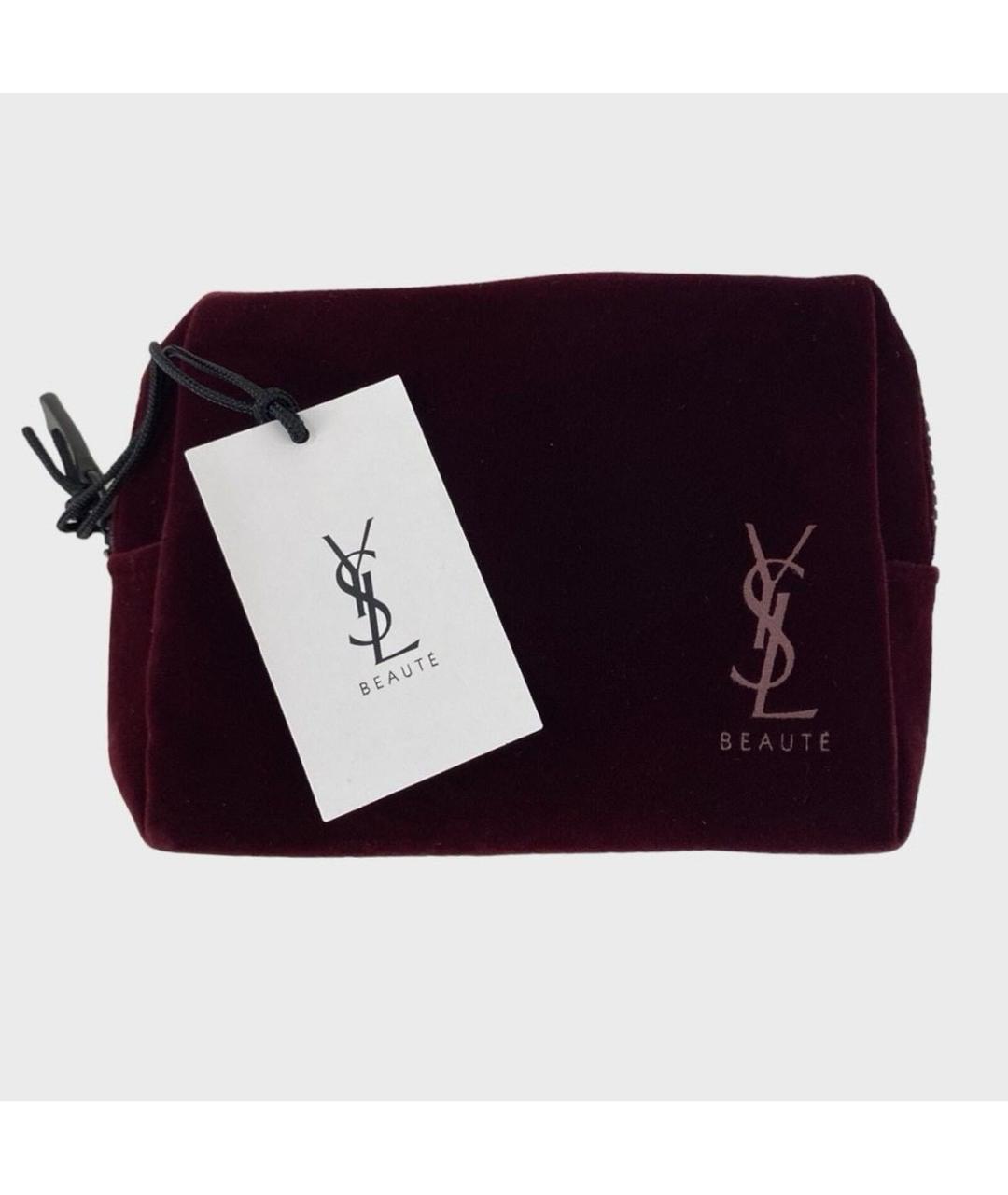 SAINT LAURENT Бордовая косметичка, фото 6