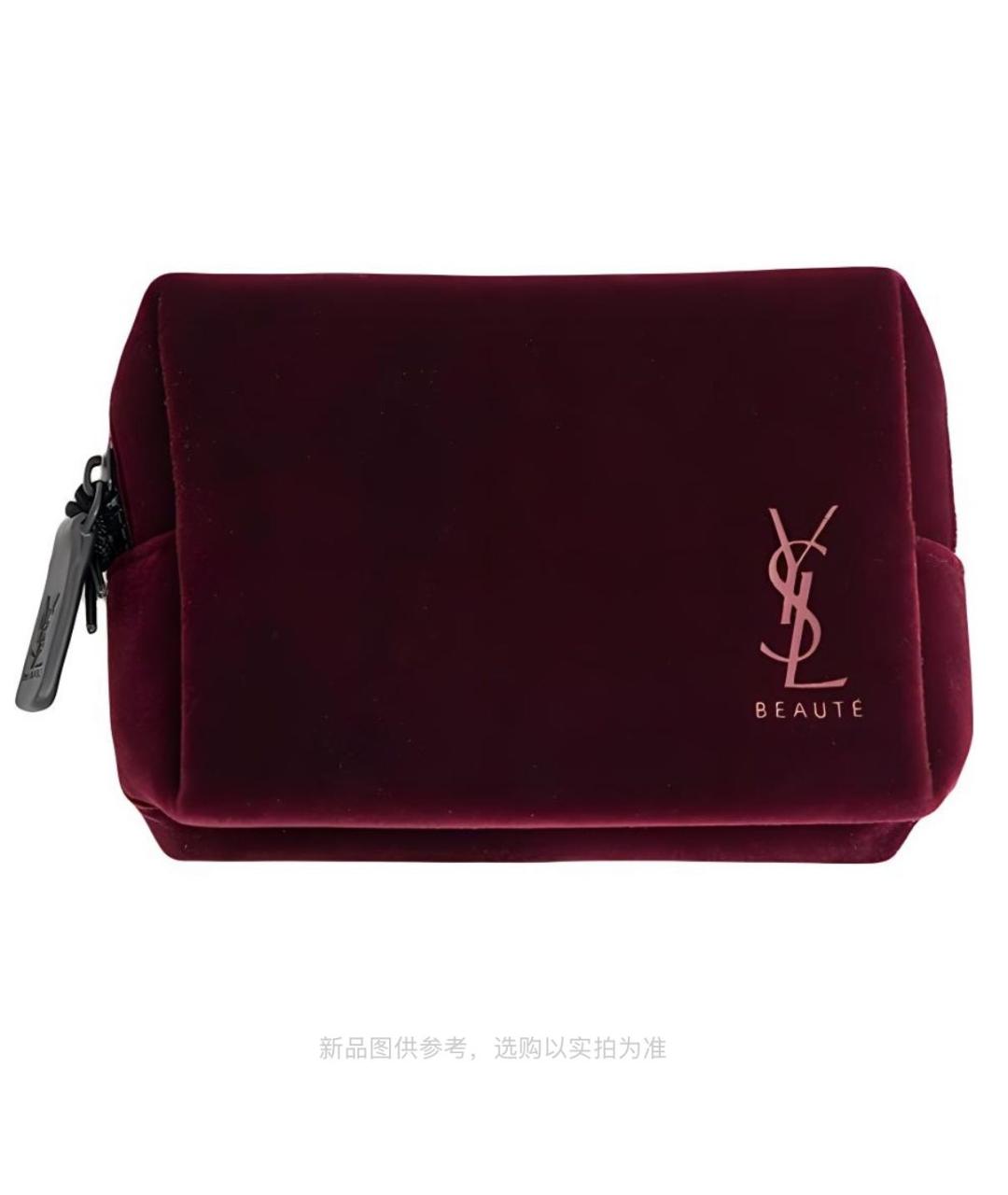 SAINT LAURENT Бордовая косметичка, фото 4