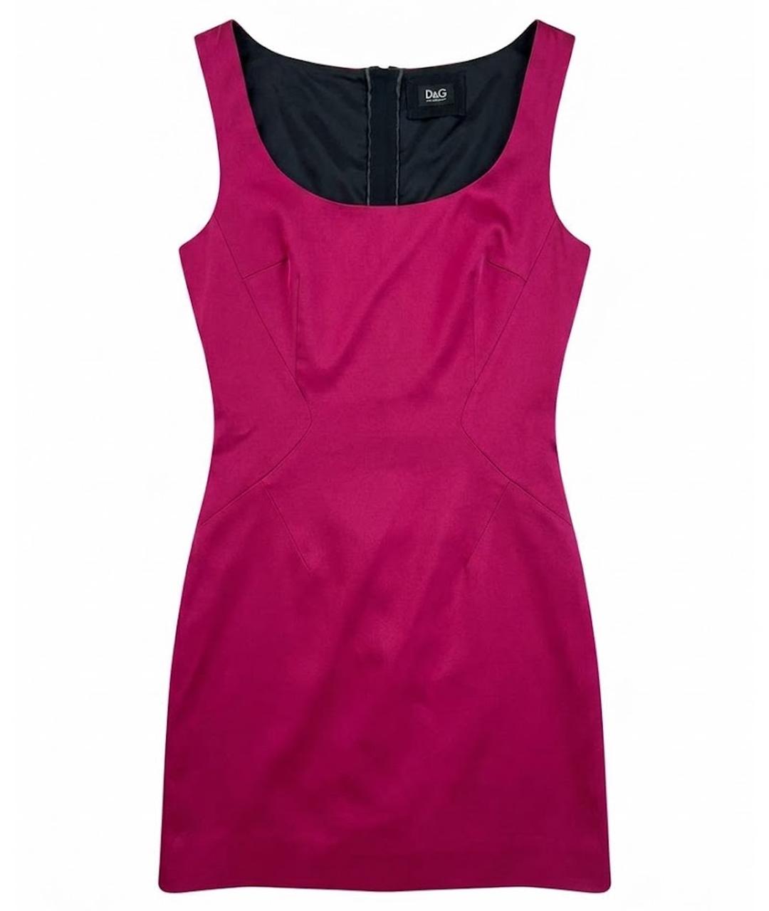 DOLCE&GABBANA Розовое атласное коктейльное платье, фото 1