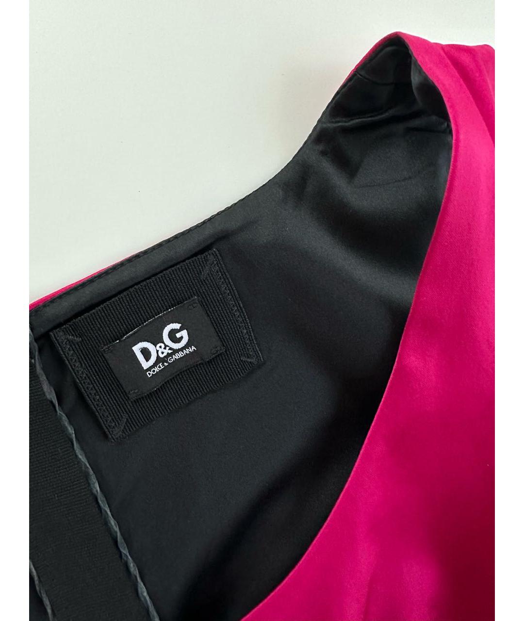 DOLCE&GABBANA Розовое атласное коктейльное платье, фото 3