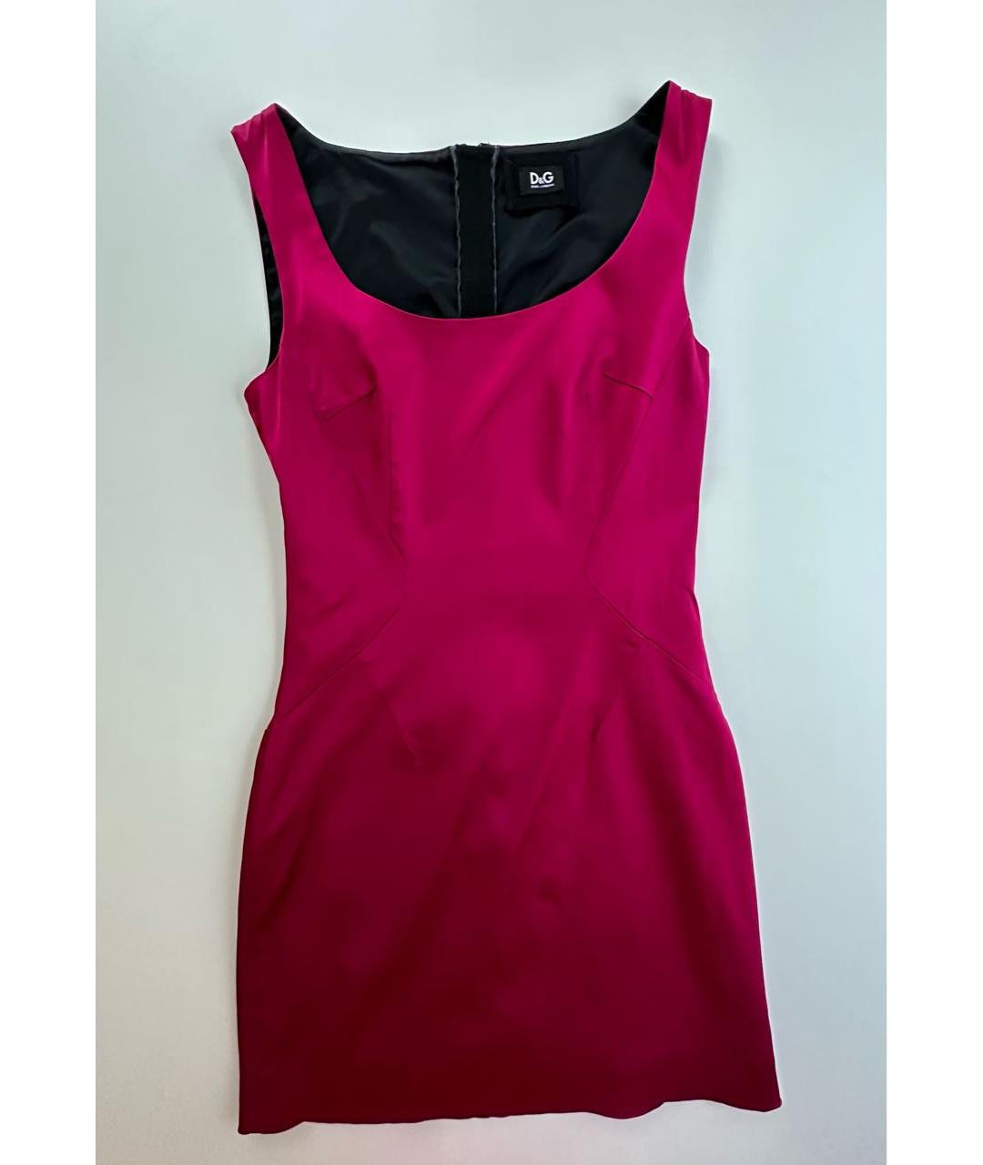 DOLCE&GABBANA Розовое атласное коктейльное платье, фото 7