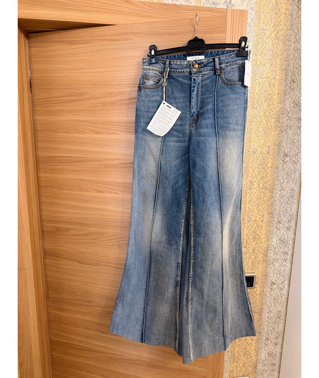 ZIMMERMANN Голубые хлопко-эластановые джинсы клеш, фото 2