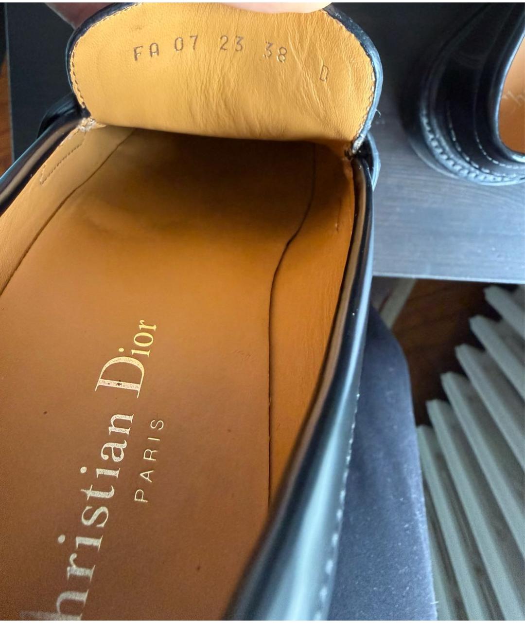 CHRISTIAN DIOR Черные кожаные лоферы, фото 7