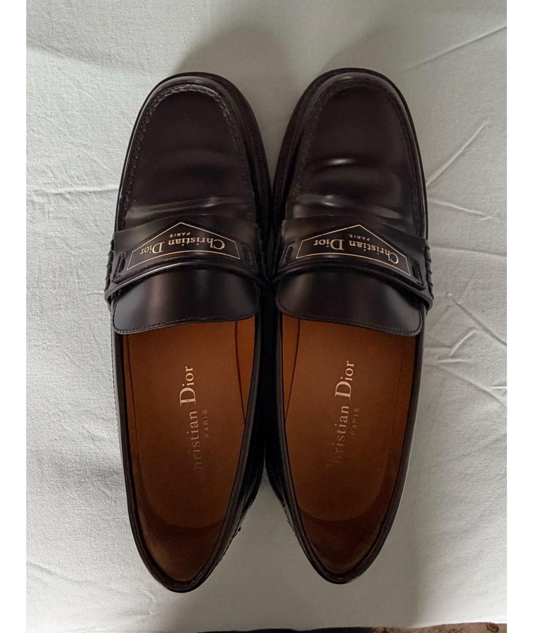 CHRISTIAN DIOR Черные кожаные лоферы, фото 3