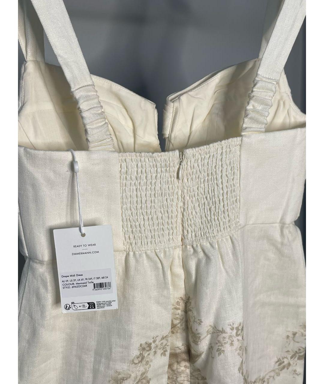 ZIMMERMANN Бежевое льняное повседневное платье, фото 2