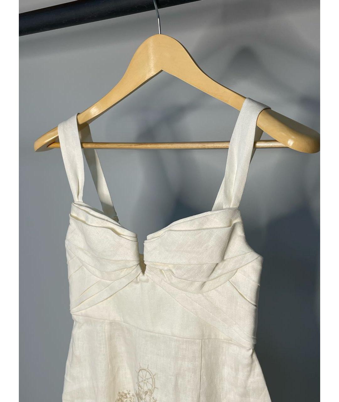 ZIMMERMANN Бежевое льняное повседневное платье, фото 3