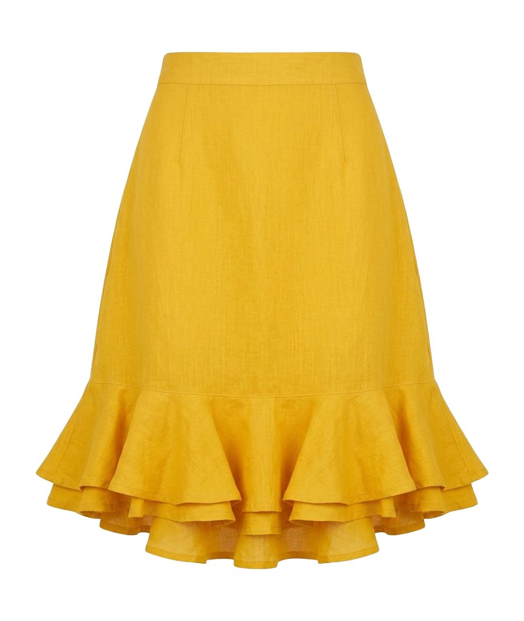YVES SAINT LAURENT BEAUTY Желтая шелковая юбка миди, фото 1