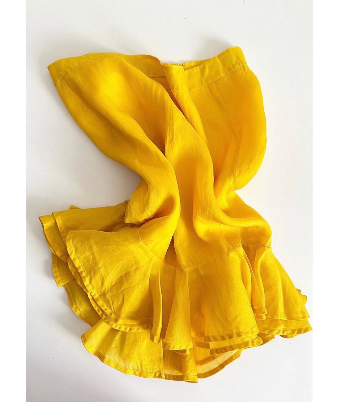 YVES SAINT LAURENT BEAUTY Желтая шелковая юбка миди, фото 9