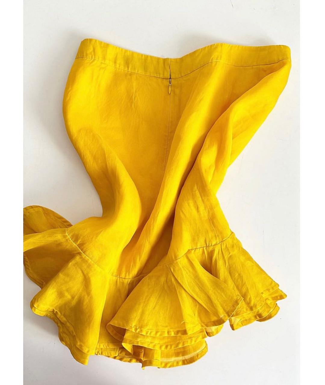 YVES SAINT LAURENT BEAUTY Желтая шелковая юбка миди, фото 2