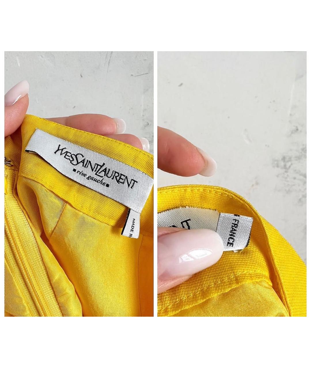 YVES SAINT LAURENT BEAUTY Желтая шелковая юбка миди, фото 3