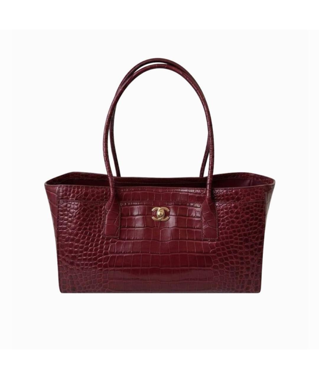 CHANEL Бордовая кожаная сумка тоут, фото 3