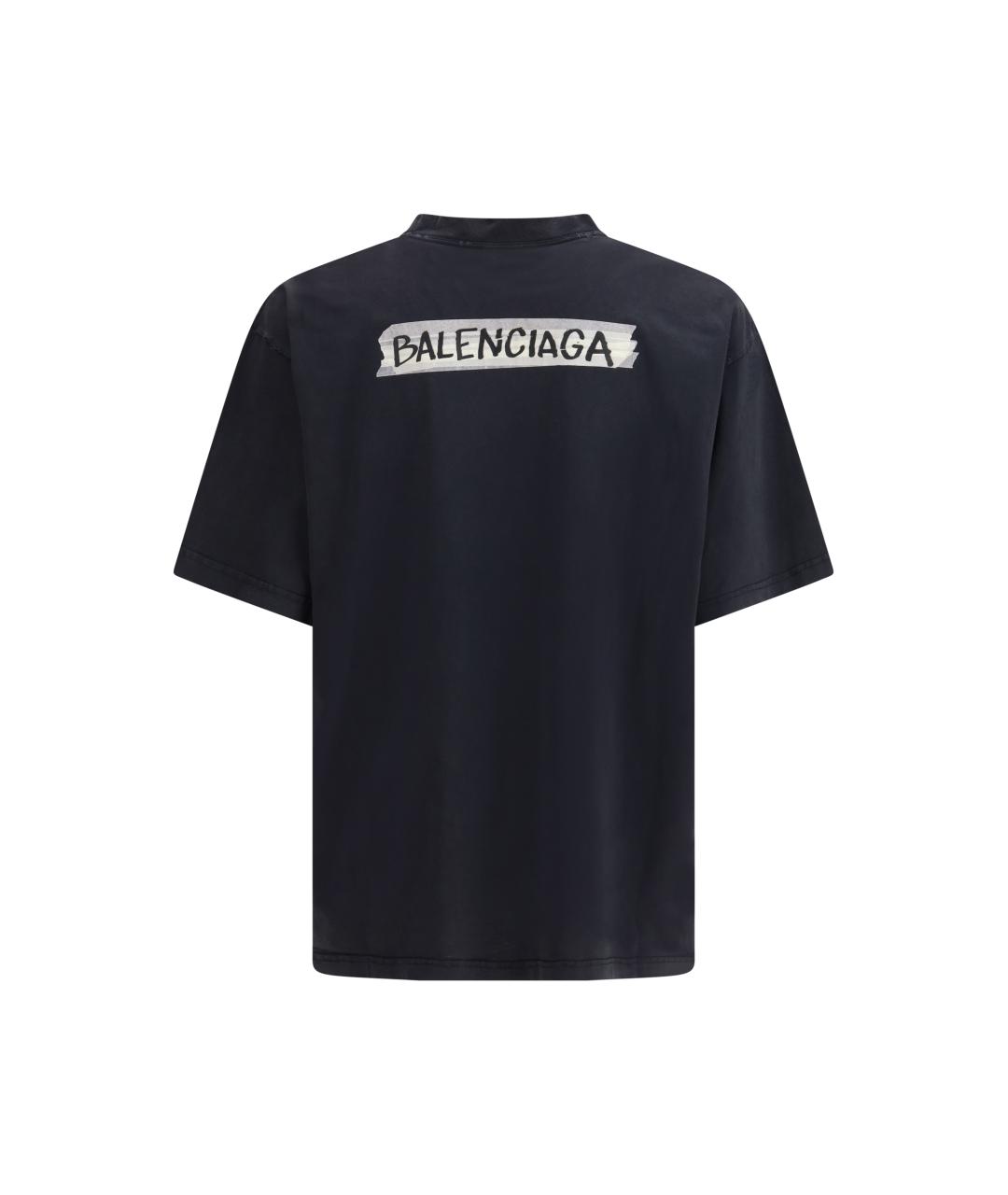 BALENCIAGA Черная хлопковая футболка, фото 2