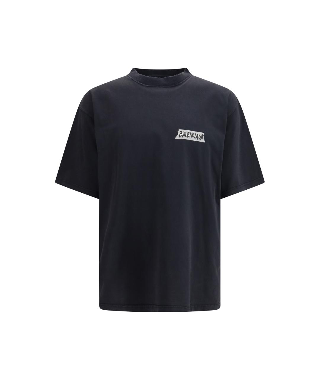 BALENCIAGA Черная хлопковая футболка, фото 1