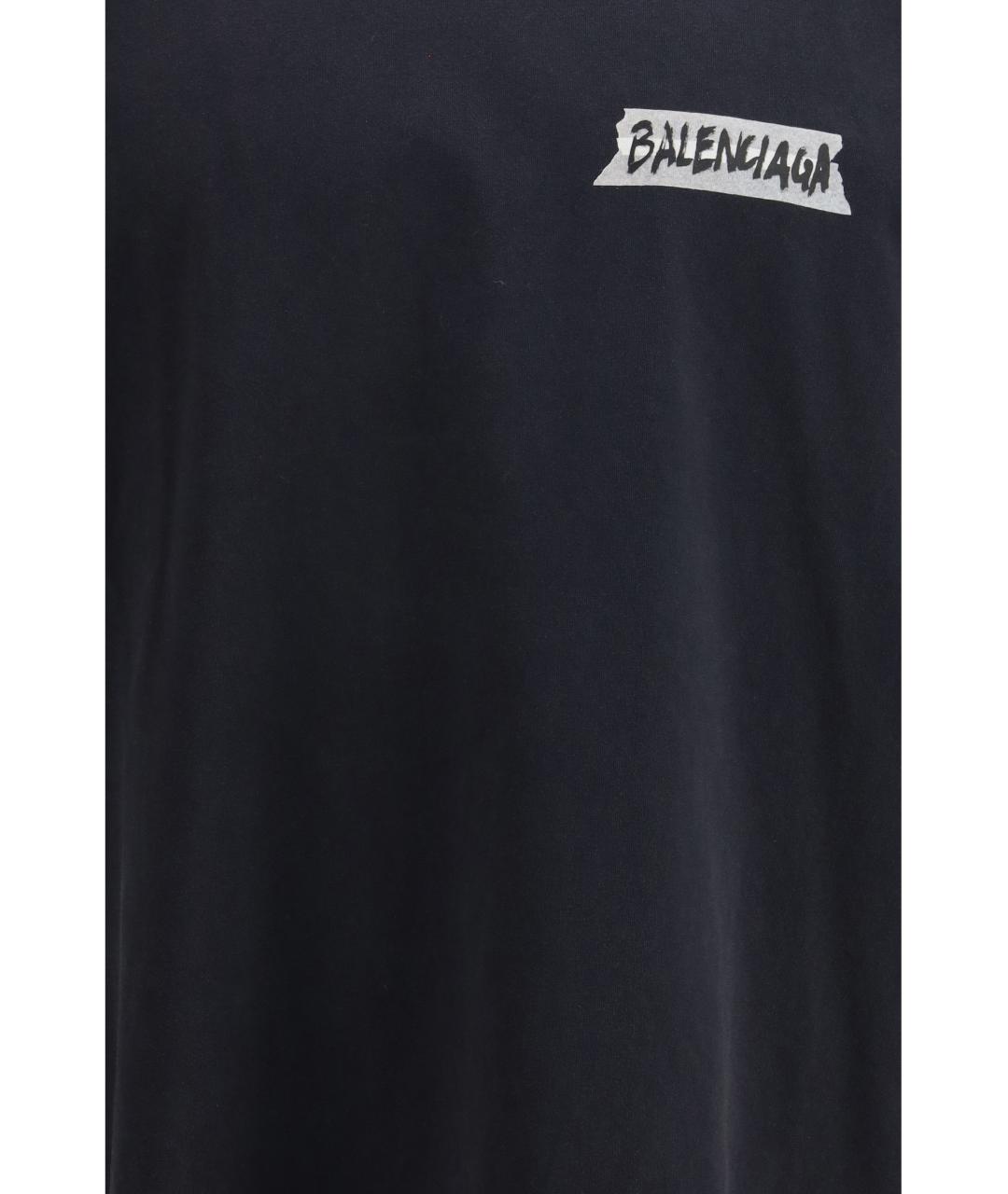 BALENCIAGA Черная хлопковая футболка, фото 3