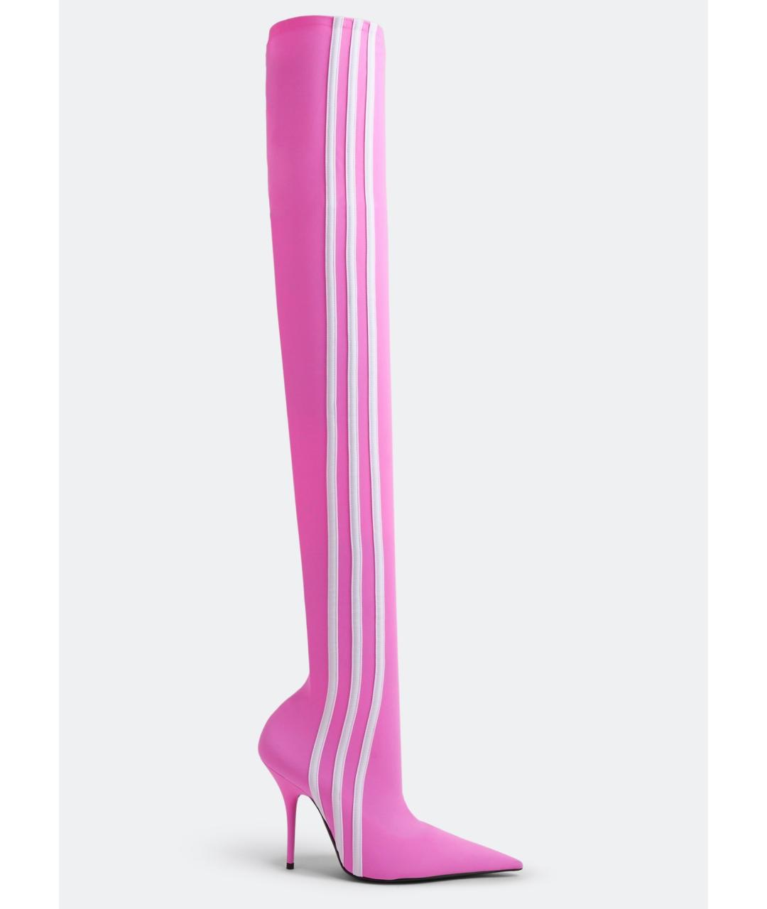 BALENCIAGA Фуксия текстильные ботфорты, фото 4
