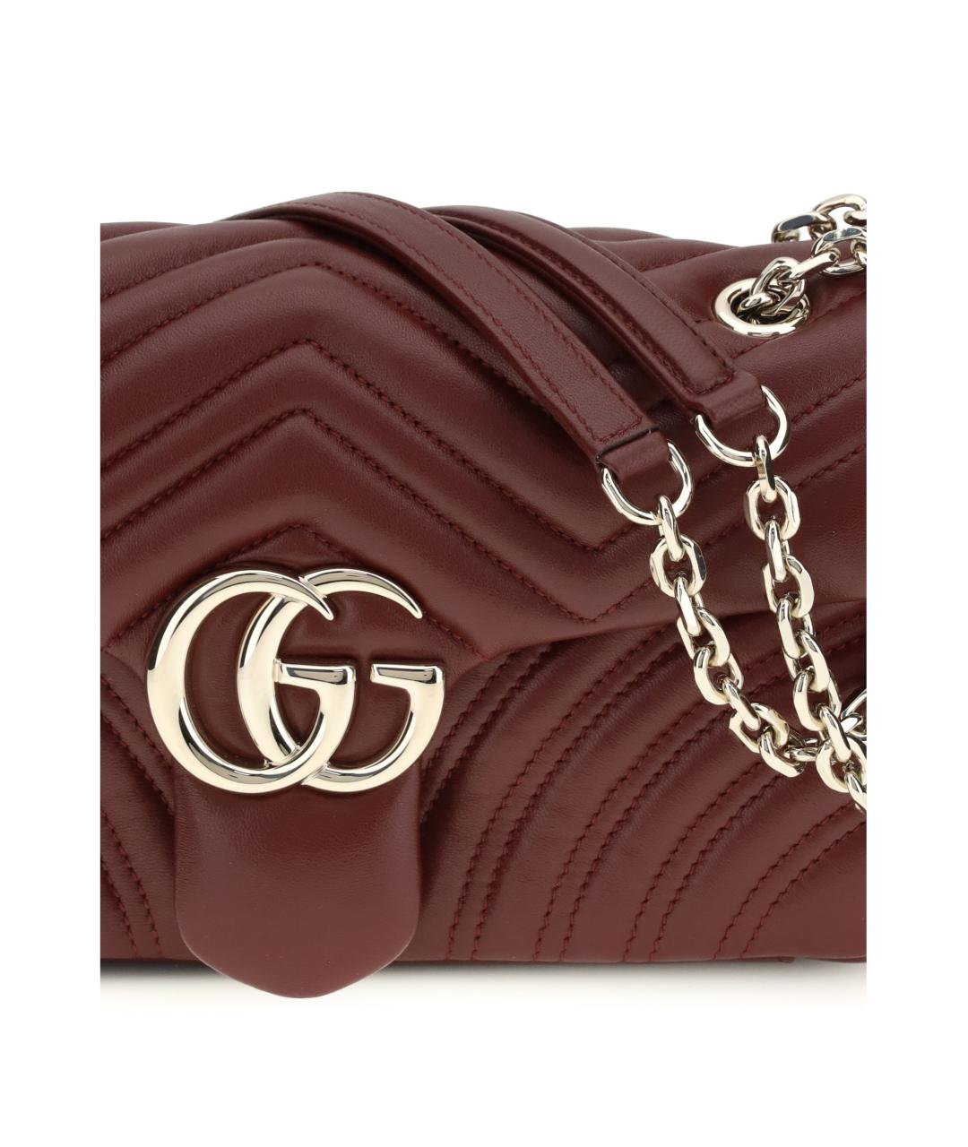 GUCCI Бордовая кожаная сумка через плечо, фото 4
